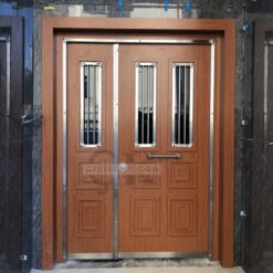 Gümüş Detay Ahşap Apartman Bina Kapısı ÇK0812
