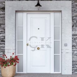 Buz Cam Detay Beyaz Villa Kapısı ÇK0286