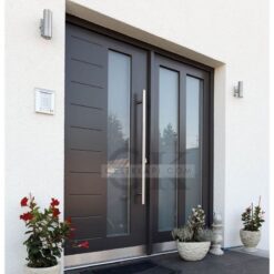 Buzlu Cam Detay Siyah Villa Kapısı ÇK0291