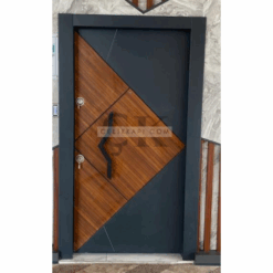 Ahşap Detay Antrasit Daire Kapısı ÇK0707