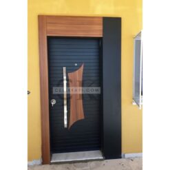 Ahşap Detay Siyah Daire Kapısı ÇK0657