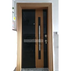 Ahşap Detay Siyah Daire Kapısı ÇK0700