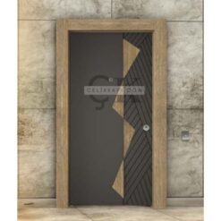Ahşap Detay Antrasit Daire Kapısı ÇK0704