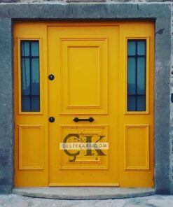 Ferforje Detaylı Sarı Villa Kapısı ÇK0379