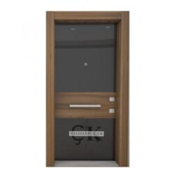 Ahşap Detaylı Antrasit Daire Kapısı ÇK0724