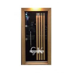 Ahşap Detaylı Siyah Daire Kapısı ÇK0731