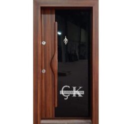 Siyah Ayna Detaylı Ahşap Daire Kapısı ÇK0741