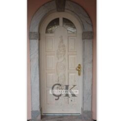 Camlı Oymalı Beyaz Oval Ahşap Kapı ÇK2038