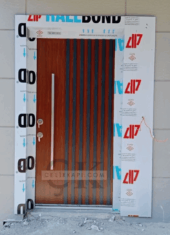 Ahşap Şık Doğal Villa Kapısı ÇK0394